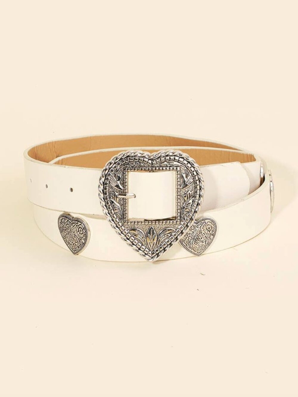 Heart of A Cowgirl Ivory Vegan Leather Western Belt